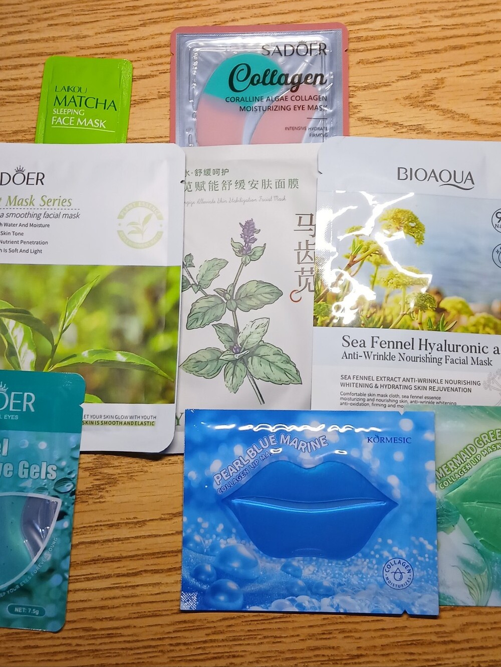 NWOT 9PC Green Tea Sea Fennel Mask Bundle 3 Facial/2 Eye/2 Lip/1 Sleep/Spa Band